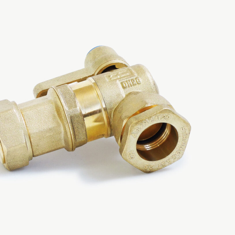Angle Ball Valve Dual Check Valve DN20 – PE25