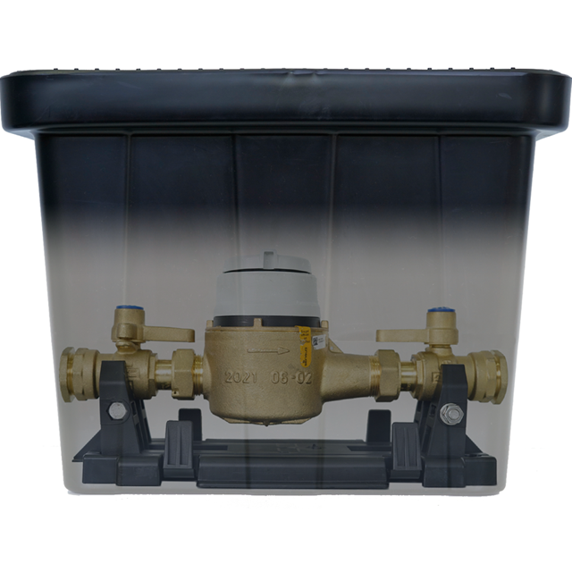 Complete meter assembly: Dual isolation valve for PE25 Connections